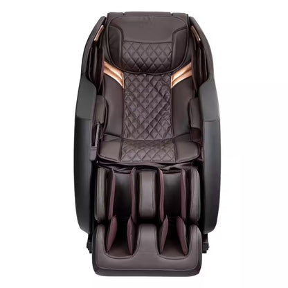 Prestige Series Brown Faux Leather Reclining 3D Massage Chair with Foot Rollers and Heated Seat