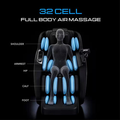 Pro 8500 MAX Black Faux Leather Reclining 4D Massage Chair with Zero Gravity, Heated Lumbar, Extended Dual Rail Tracks