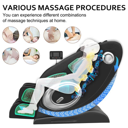 Massage Chair Zero Gravity Full Body with Heating and Bluetooth - Black