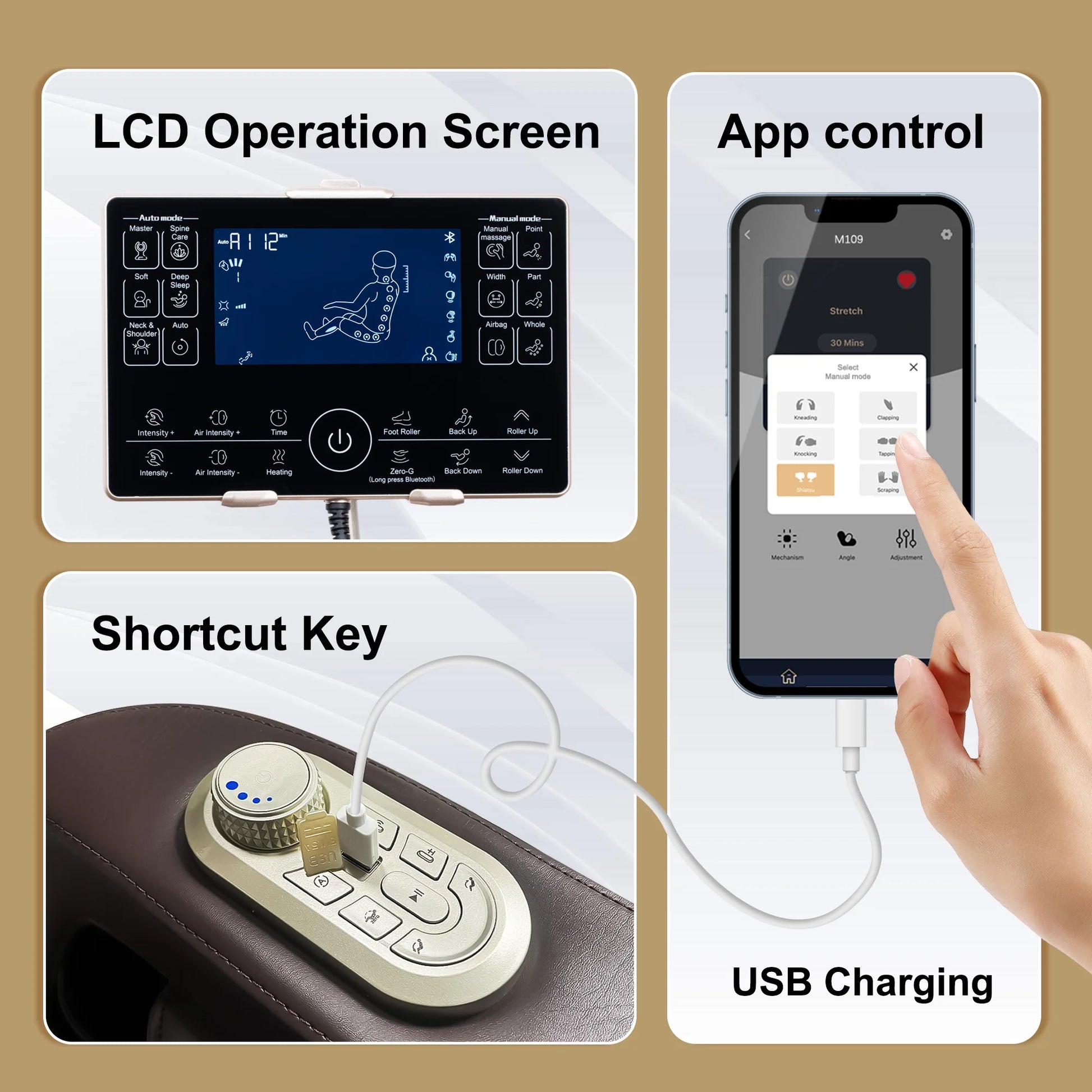 4D Massage Chair Full Body Zero Gravity, Massage Chairs and Recliners with Heated, SL Track, Bluetooth, APP Controller(Beige)