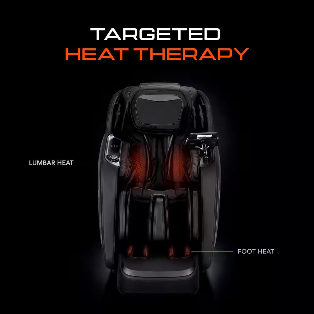 Pro 8500 MAX Black Faux Leather Reclining 4D Massage Chair with Zero Gravity, Heated Lumbar, Extended Dual Rail Tracks