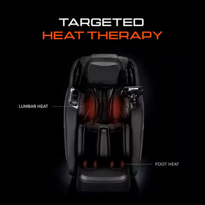 Pro 8500 MAX Black Faux Leather Reclining 4D Massage Chair with Zero Gravity, Heated Lumbar, Extended Dual Rail Tracks