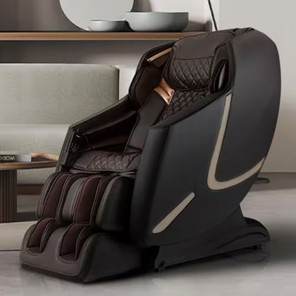 Prestige Series Brown Faux Leather Reclining 3D Massage Chair with Foot Rollers and Heated Seat
