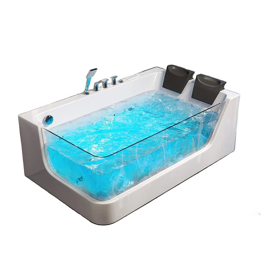 Alora 71-Inch Luxury 2-Person Acrylic Whirlpool Tub With LED Lights Jets And Faucet (SAK91752)