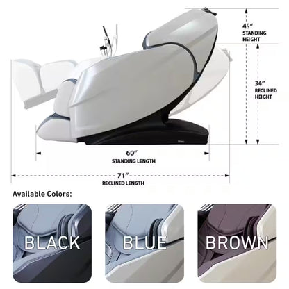 Rejuv Series Black Faux Leather Reclining 4D Massage Chair with Voice Recognition, Bluetooth Speakers and Heated Seat