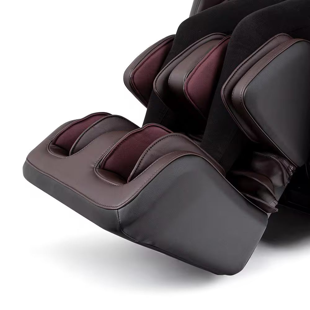 Prestige Series Brown Faux Leather Reclining 3D Massage Chair with Foot Rollers and Heated Seat