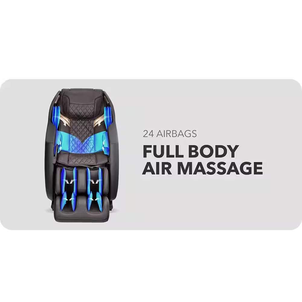 Prestige Series Brown Faux Leather Reclining 3D Massage Chair with Foot Rollers and Heated Seat