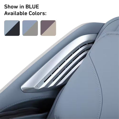 Rejuv Series Black Faux Leather Reclining 4D Massage Chair with Voice Recognition, Bluetooth Speakers and Heated Seat