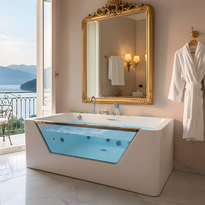 Alora 67-Inch 7-Jets Hydrotherapy Whirlpool Bathtub With Glass Panel (SAK13589)