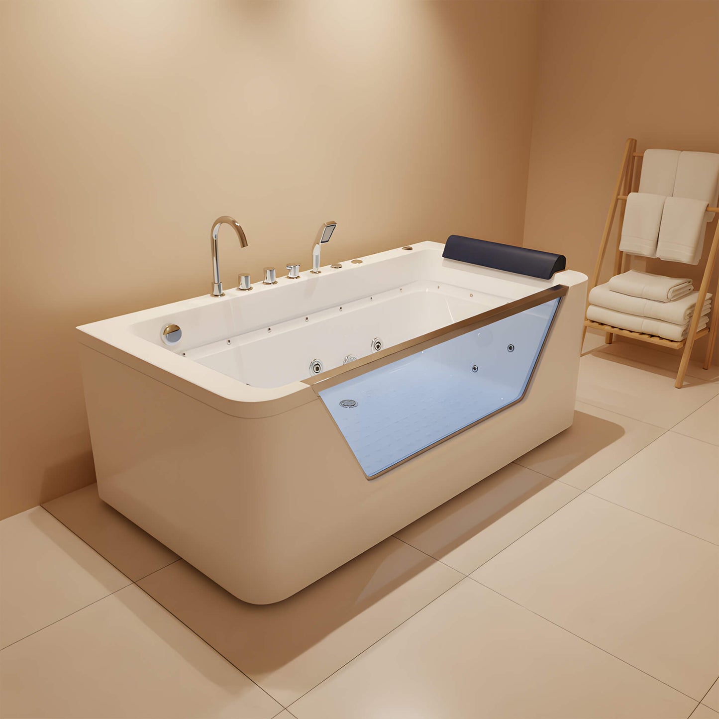 Alora 67-Inch 7-Jets Hydrotherapy Whirlpool Bathtub With Glass Panel (SAK13589)