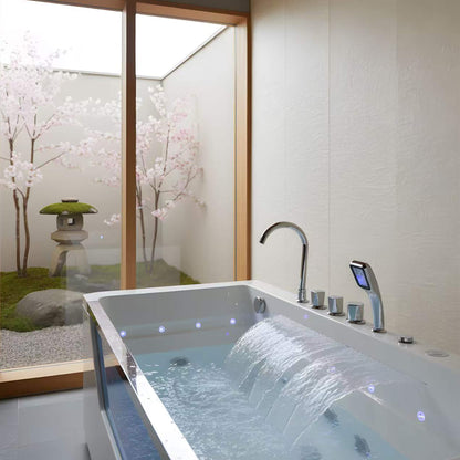 Alora 67-Inch 7-Jets Hydrotherapy Whirlpool Bathtub With Glass Panel (SAK13589)