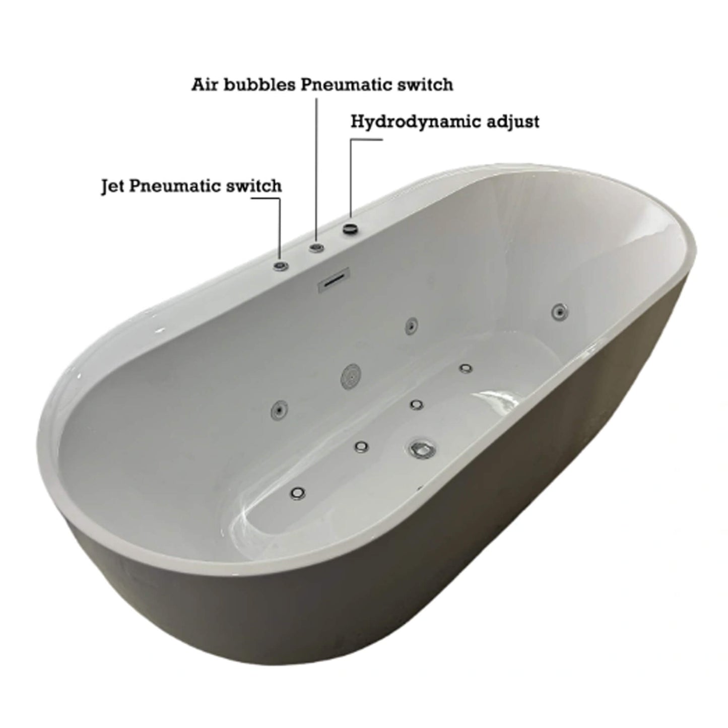 Alora 67-Inch Whirlpool Air Bath Soaking Tub With Adjustable Air Blower [No Faucet] (SAK24960)