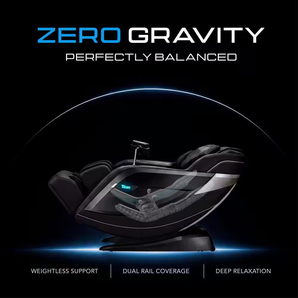 Pro 8500 MAX Black Faux Leather Reclining 4D Massage Chair with Zero Gravity, Heated Lumbar, Extended Dual Rail Tracks