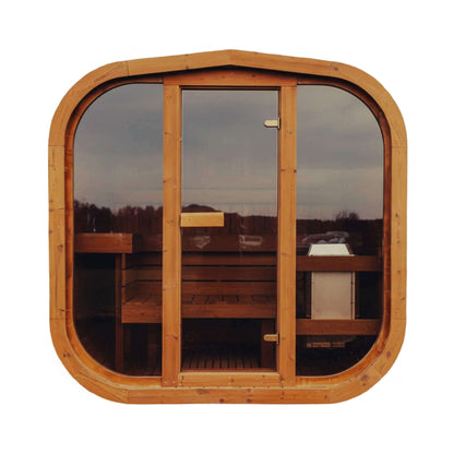 Premium 4-Person Outdoor Scandinavian ThermoWood® Cube Sauna Kit With LED Lighting [MW16] (SAK25470)